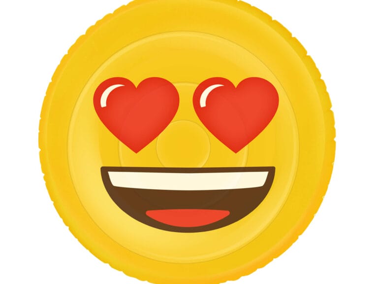 Opblaasbaar Figuur Emoji Face Hearts 140cm