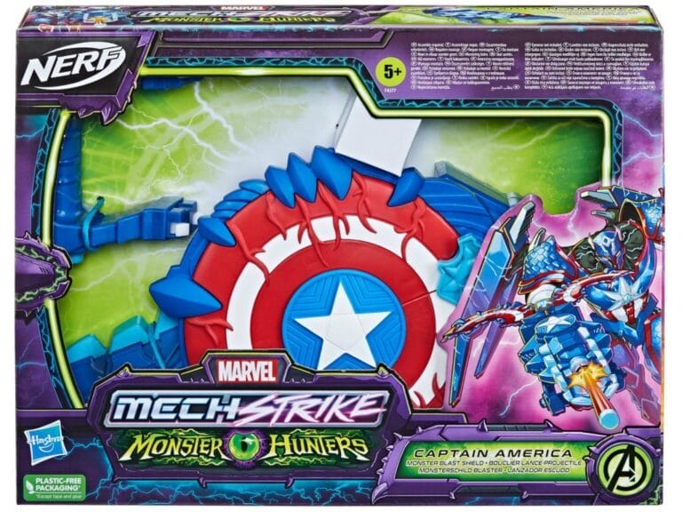 Nerf Marvel Mech Strike Monster Hunters Captain America + 3 Darts