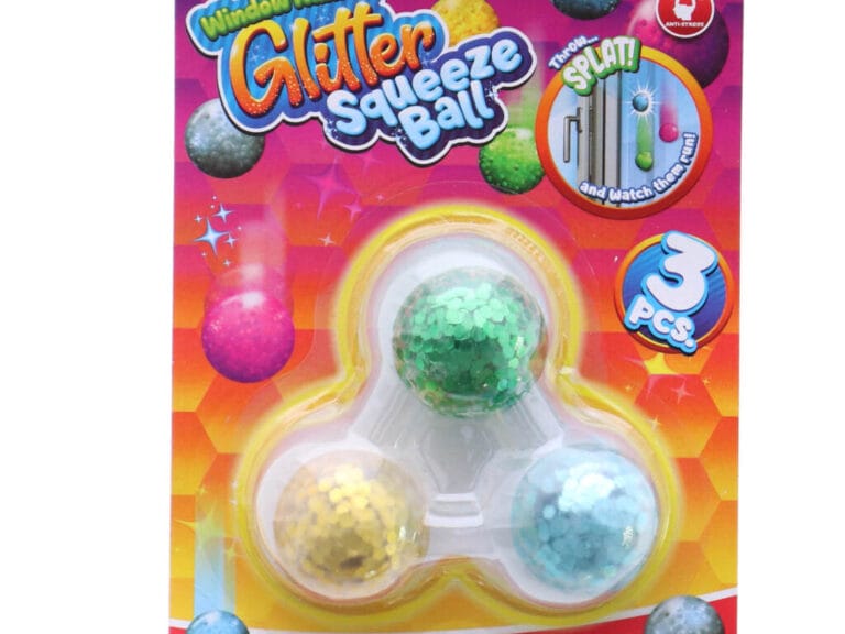 Toi-Toys Raamkruiper Glitter Knijpballen 4 cm 3 Stuks