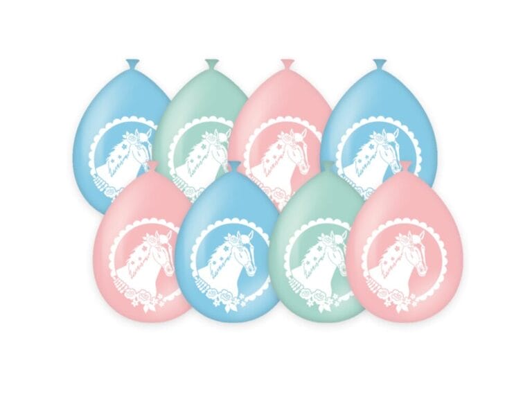 Party Ballonnen Paarden 8 Stuks Pastel Roze/Blauw/Groen