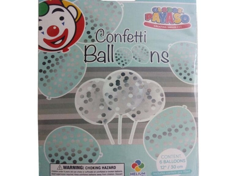 Globos Ballonnen met Confetti 6 Stuks Transparant /Zilver