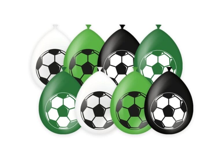 Party Ballonnen Voetbal 8 Stuks Groen/Wit/Zwart