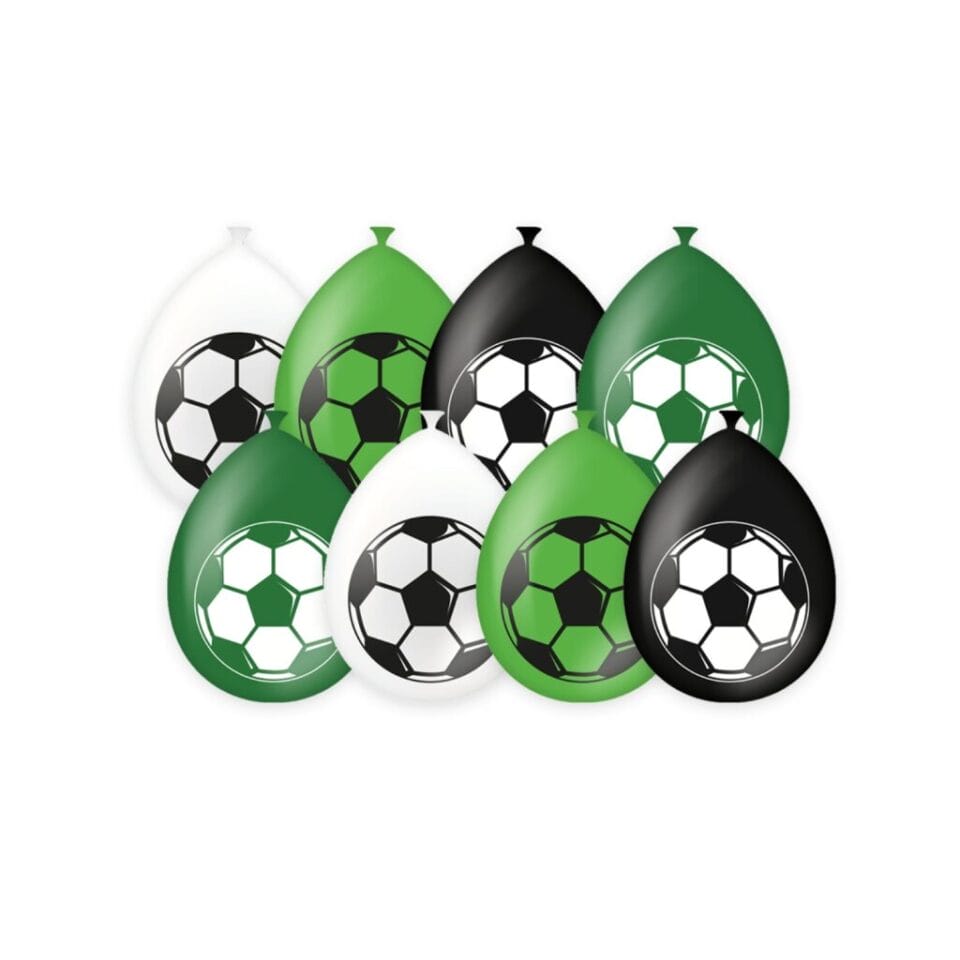 Party Ballonnen Voetbal 8 Stuks Groen/Wit/Zwart