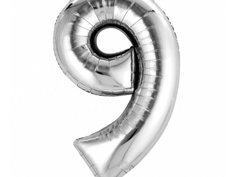 Folie Ballon Nummer 9 63x86 cm Zilver