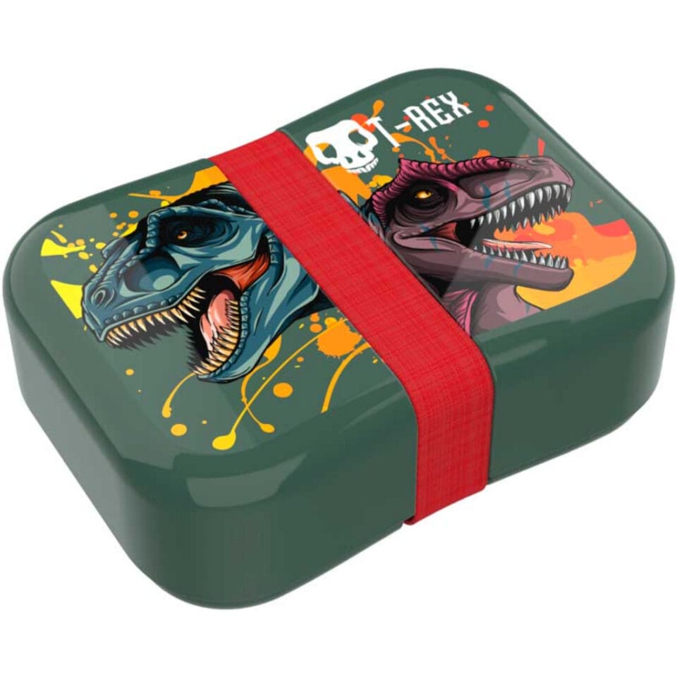 Lunchbox T-Rex Donkergroen/Rood