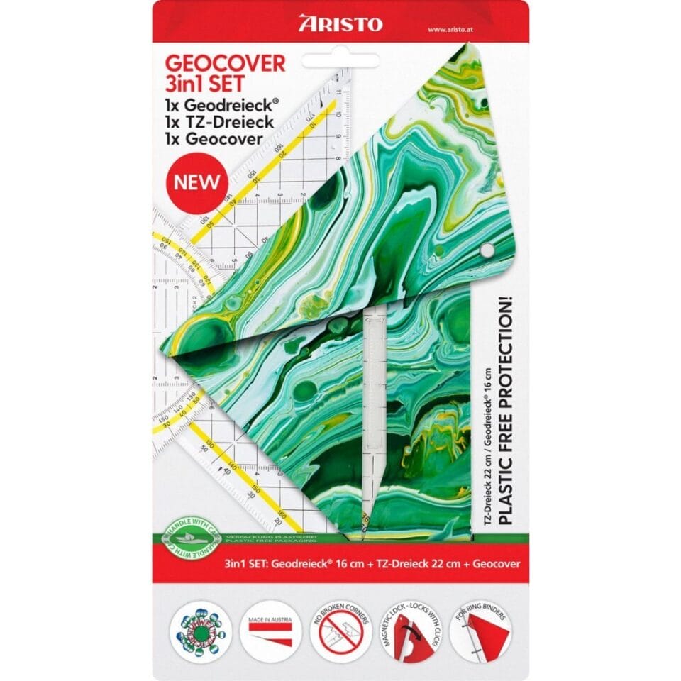 Aristo AR-18102B 3in1 Geocoverset Geocover/Geodriehoek/Tekendriehoek Mystic Green