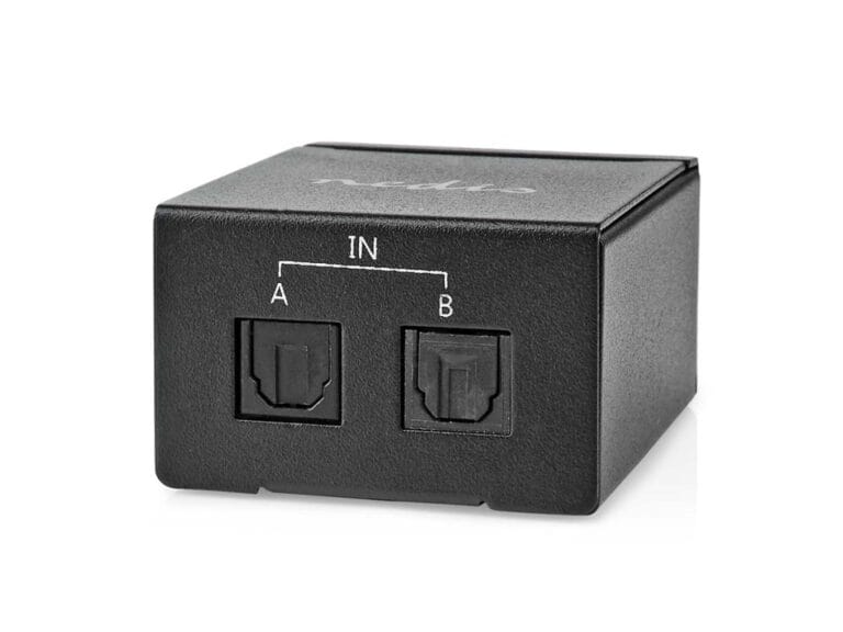 Nedis ASWI2512BK Digitale Audio-switch 2-wegs Input: Dc Power / 2x Toslink Output: Toslink Female Manueel / Schakelaar Metaal Zwart