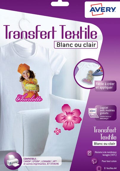 Avery AV-C9405-8 Transferfolie T-shirt A4 Transparant Doos A 8 Vel