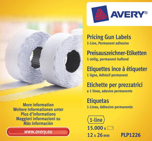 Avery AV-PLP1226 Prijstangetiketten Permanent 26x12mm Wit 10 Rol In Doos