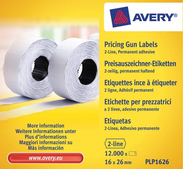 Avery AV-PLP1626 Prijstangetiketten Permanent 26x16mm Wit 10 Rol In Doos