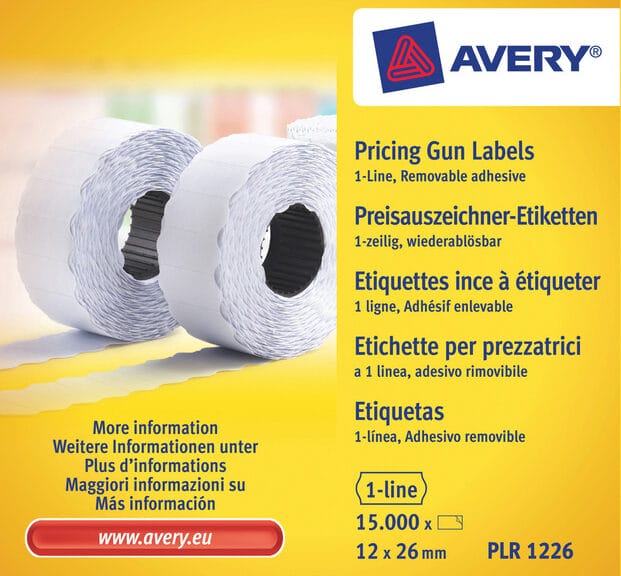 Avery AV-PLR1226 Prijstangetiketten Non-permanent 26x12mm Wit 10 Rol In Doos