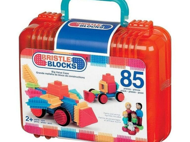 Bristle Blocks Koffer met Familie Figuren en Huisdier met 85 Stuks