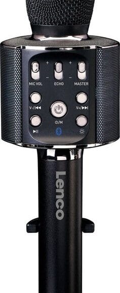 Lenco BMC-090BK Bluetooth Karaoke Microfoon met Speaker en Verlichting Zwart