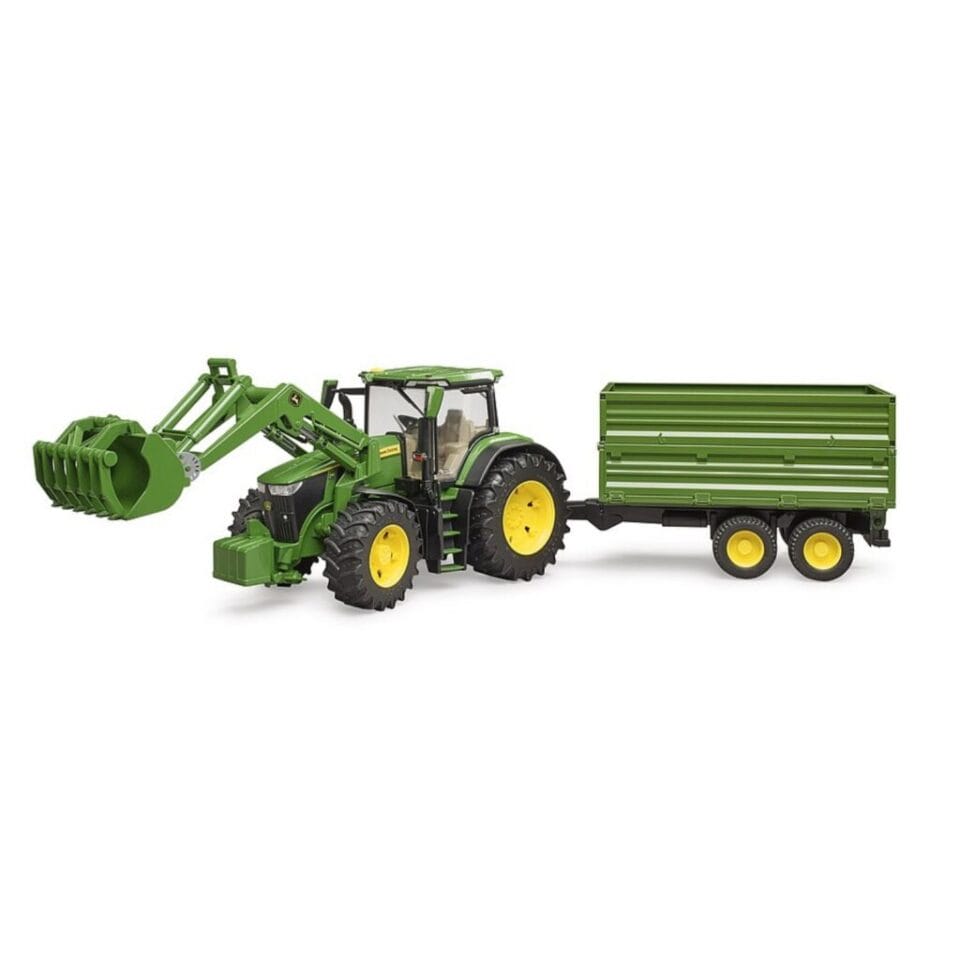 Bruder John Deere 7R 350 met Voorlader en Aanhanger