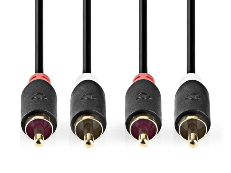 Nedis CABW24200AT05 Stereo-audiokabel 2x Rca Male 2x Rca Male Verguld 0.5 M Rond Antraciet Doos