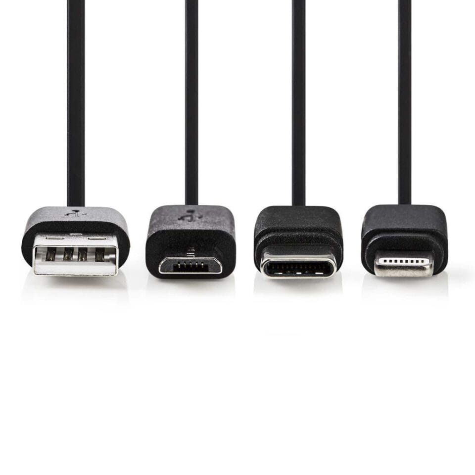 Nedis CCGP60620BK10 3-in-1 Sync And Charge-kabel Usb-a Male - Micro B Male / Type-c Male / Apple Lightning 8-pins Male 1