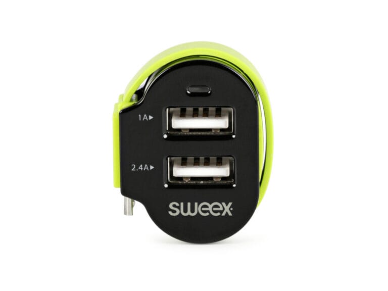 Sweex CH-023BL Autolader 3-uitgangen 6 A 2x Usb / Micro-usb Zwart/groen