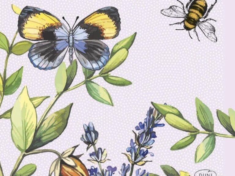 Duni Servetten Cherry Butterflies 24x24cm 3-laagstissue FSC pak a 20 servetten