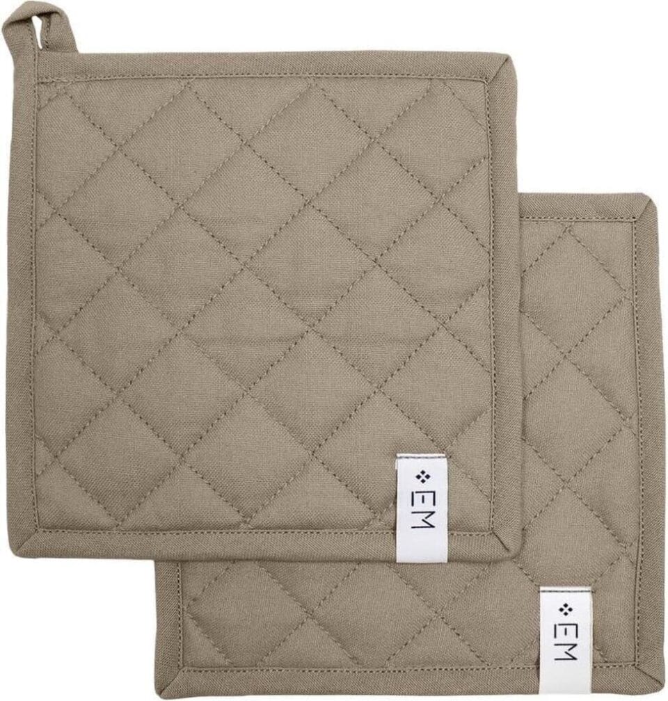 EM Kitchen Pannenlappen Taupe 20 x 20 cm - Set van 2