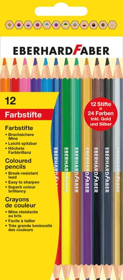 Eberhard Faber EF-514811 Kleurpotlood 2-zijdig Gekleurd Etui 12 Stuks 24 Kleuren
