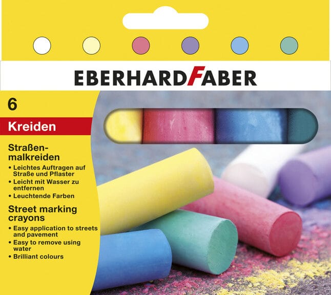 Eberhard Faber EF-526506 Stoepkrijt 4-kantig 6 Kleuren