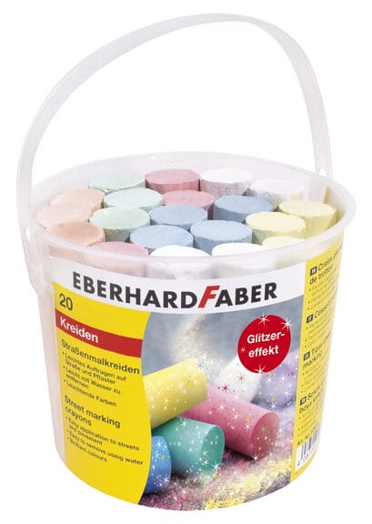 Eberhard Faber EF-526520 Stoepkrijt Glitter 20 Stuks In Emmer