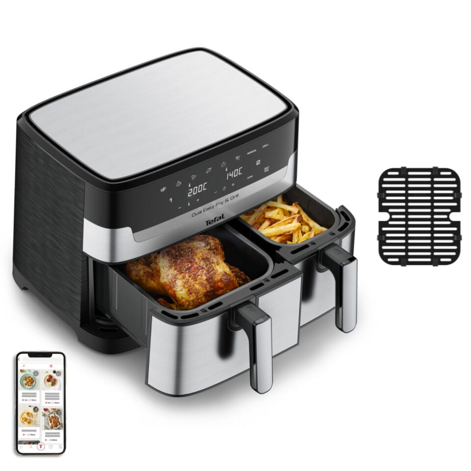 Tefal EY905D Easy Fry & Grill Dual Heteluchtfriteuse 8.3L 2700W RVS/Zwart