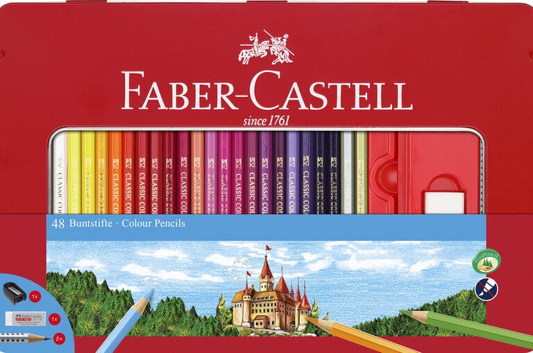 Faber Castell FC-115888 Kleurpotlood Faber-Castell Castle Zeskantig Metalen Etui 48 Stuks Met Accessoires