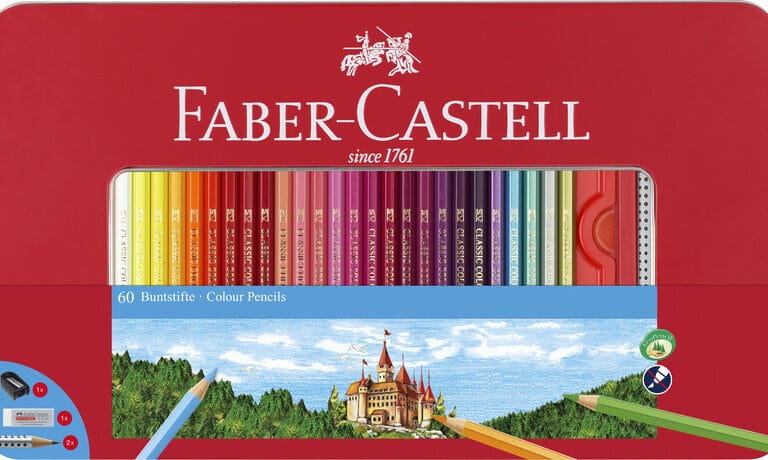 Faber Castell FC-115894 Kleurpotlood Faber-Castell Castle Zeskantig Metalen Etui 60 Stuks Met Accessoires