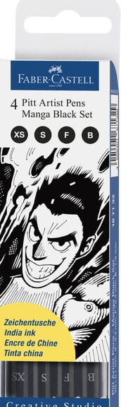 Faber Castell FC-167132 Tekenstift Pitt Artist Pen Manga 4-delig Etui Black