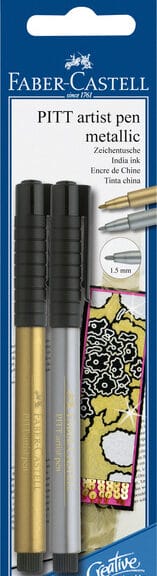 Faber Castell FC-167396 Tekenstift Pitt Artist Pen Blister Met Goud En Zilver