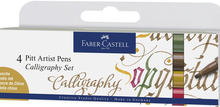 Faber Castell FC-167505 Tekenstift Faber-Castell Pitt Artist Pen Kalligrafieset Van 4st