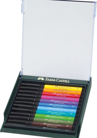 Faber Castell FC-267421 Tekenstift Faber-Castell Pitt Artist Pen Brush Set 12 Stuks Basic