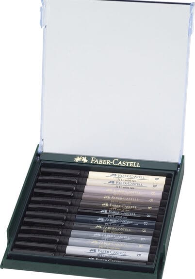 Faber Castell FC-267423 Tekenstift Faber-Castell Pitt Artist Pen Brush Set 12 Stuks Grijstinten