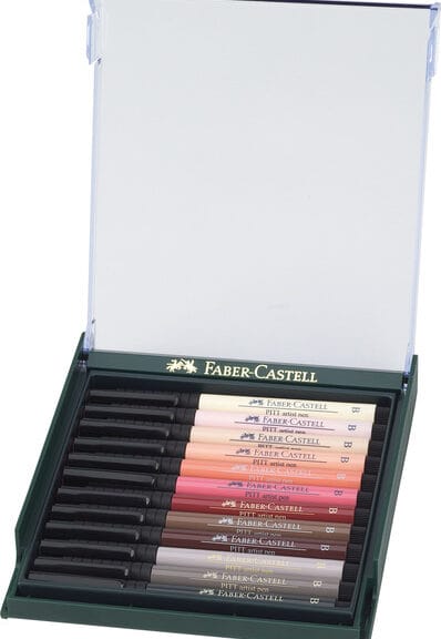 Faber Castell FC-267424 Tekenstift Faber-Castell Pitt Artist Pen Brush Set 12 Stuks Skin