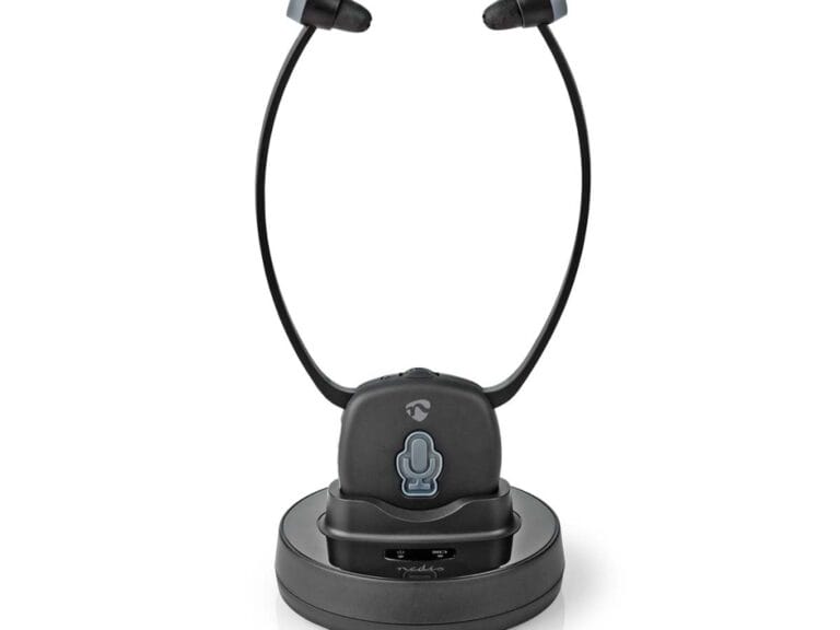 Nedis HPRF021BK Draadloze Tv-koptelefoon Rf In-ear Maximale Batterijduur: 7 Hrs 25 M Digitale Audio Laadstation Balanscontrole Slechthorenden Ondersteuning Zwart