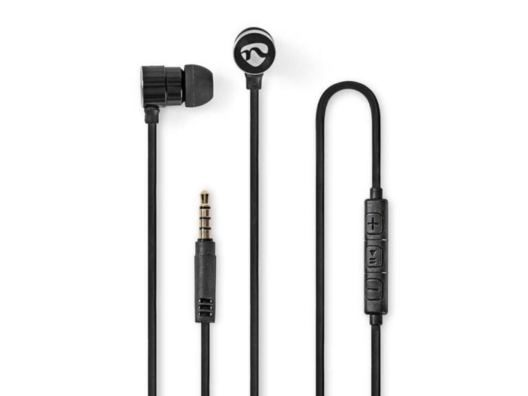 Nedis HPWD5020BK Wired Headphones 1.2m Flat Cable In-ear Built-in Microphone Aluminium Black