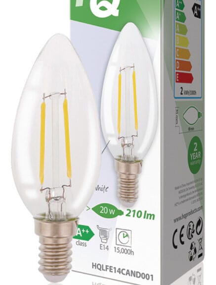 HQ HQLFE14CAND001 Led Retro Filament Lamp E14 Kaars 2 W 210 Lm 2700 K