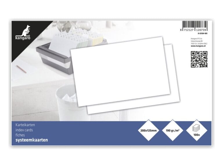 Kangaro K-6104-WI Systeemkaart Blanco 12.5x20 cm 100 Vel Wit