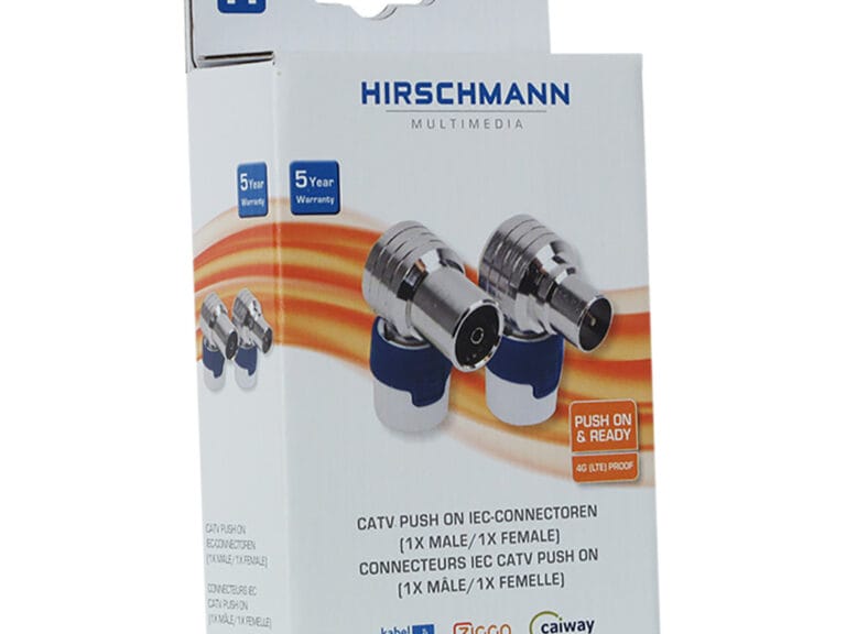 Hirschmann KOKWI-KOSWI-5 Coax Connector Male + Female Wit / Blauw