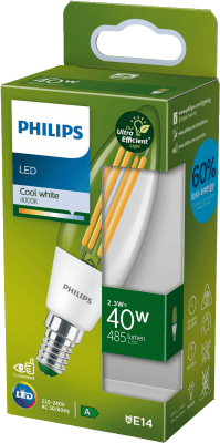 Philips LED CLA 40W B35 E14 4000K CL EELA SRT4 Verlichting