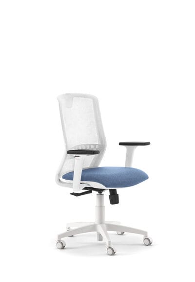 Geen Merk LF-2021525 Bureaustoel Linea Tekna White 01 L.blauw/wit Met 3D Armleuning