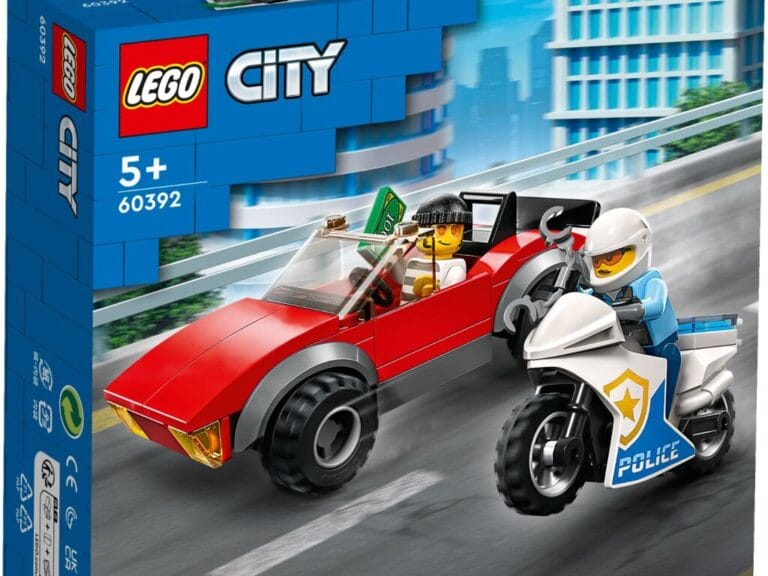Lego City 60392 Achtervolging Auto op Politiemotor