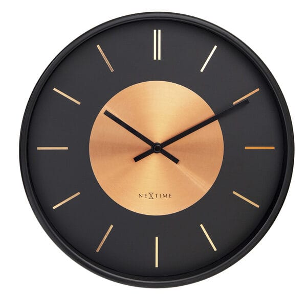 NeXtime NE-3535CO Wandklok Retro II 25cm Zwart/koper Metaal