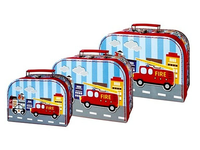 Simply for Kids 3-delige Kofferset Brandweerauto's