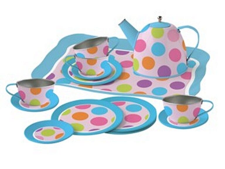 Simply for Kids Tinnen Theeservies Confetti met Koffertje