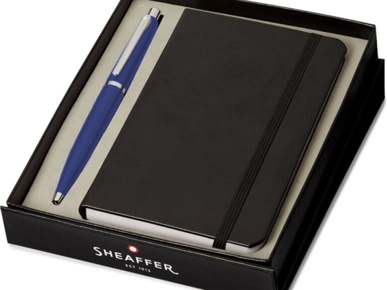 Sheaffer SF-G2940151-4 Balpen VFM Giftset Neon Blue Nickel Plated + A6 Notebook