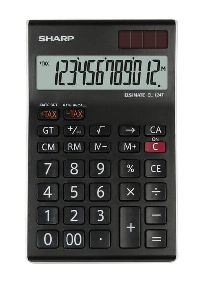 Citizen SH-EL124TWH Calculator Sharp EL124TWH Zwart-wit Desk 12 Digit