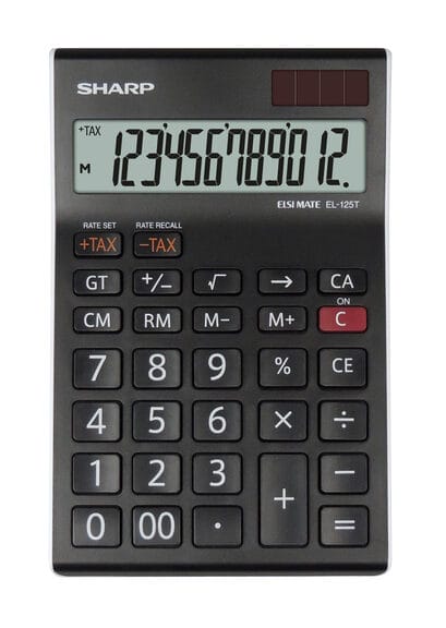 Citizen SH-EL125TWH Calculator Sharp EL125TWH Zwart-wit Desk 12 Digit