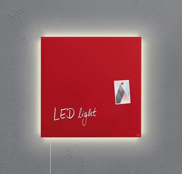 Sigel SI-GL402 Glasmagneetbord Artverum LED Light 480x480x15 Rood